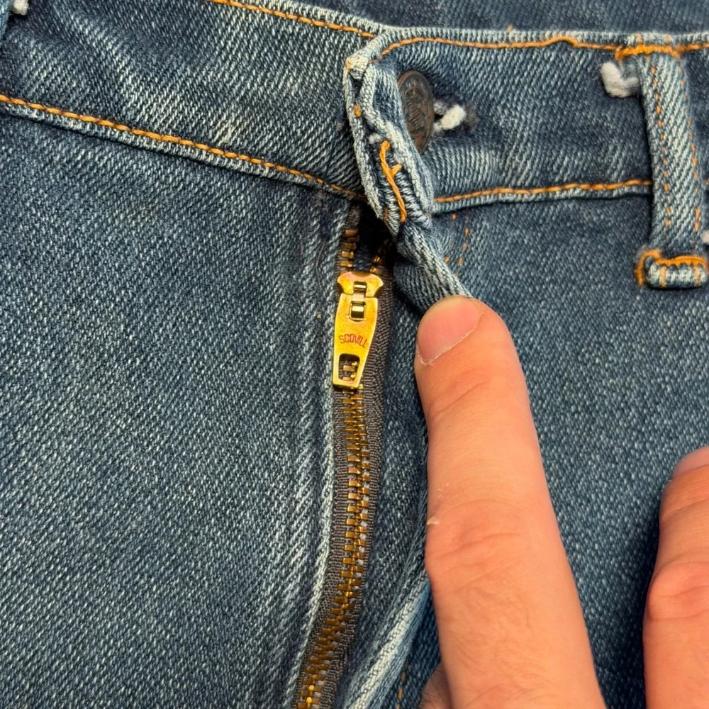 VTG 70s American Heritage Mens Jeans Medium Wash Scovill Zip Western Made USA